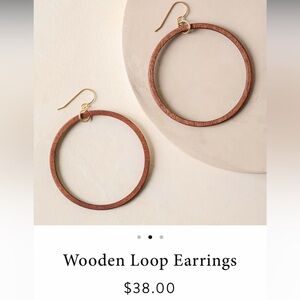 Magnolia wooden loop earrings in great shape! $12